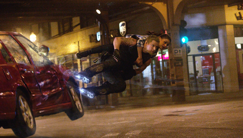 MIla Kunis, Channing Tatum and rocket boots in Jupiter Ascending. 