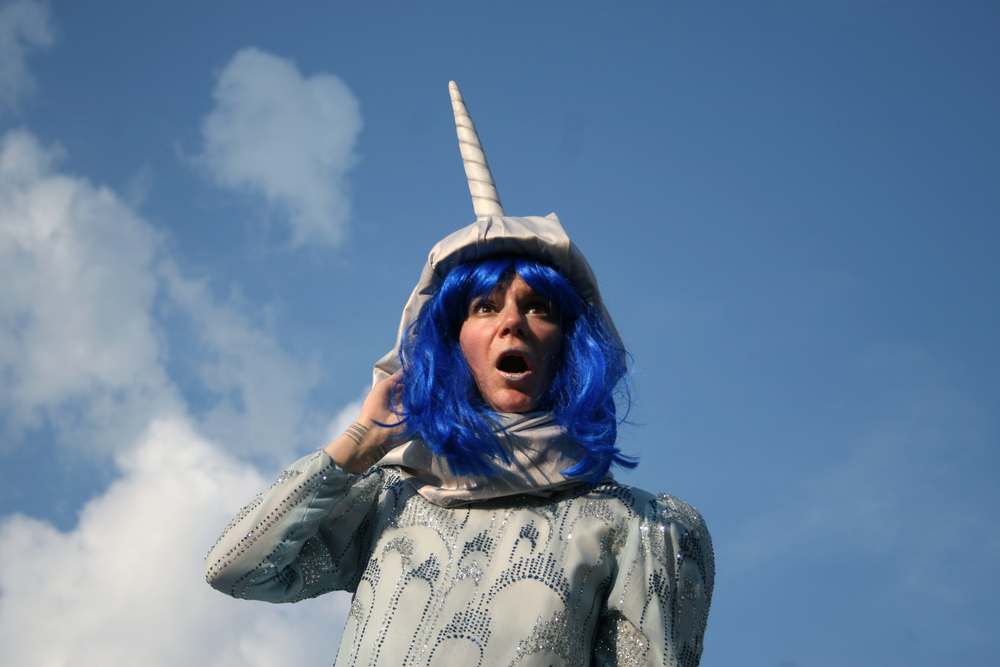 Lise Vigneault as Ladyfest Montreal host Narwhal (photo by Kathy Slamen)