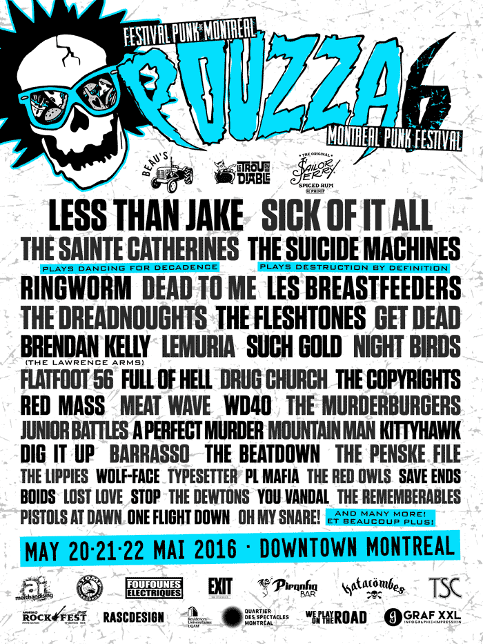 Pouzza Fest 2016 lineup secret show less than jake sainte catherines dead to me suicide machines sick of it all