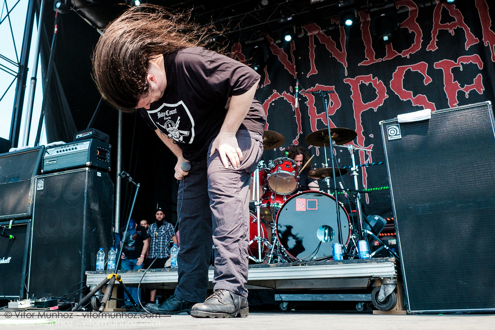 Cannibal Corpse performing live at Amnesia Rockfest, Montebello, Quebec, Canada on June 24, 2016. Photo: Vitor Munhoz