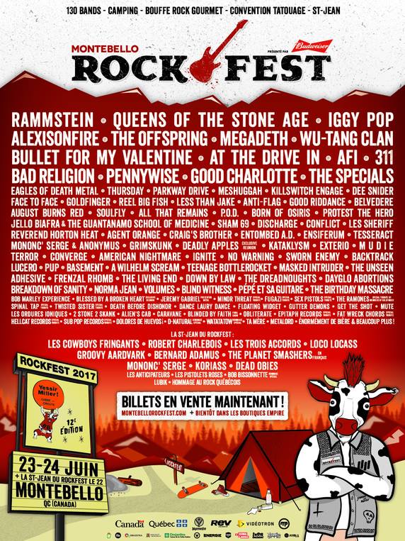 The complete Montebello Rockfest 2017 lineup is here (Rammstein, Queens of the Stone Age, Iggy Pop, Wu-Tang and tons more)