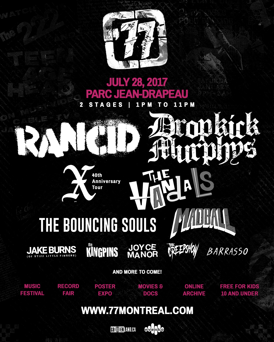 77 Montreal to feature Rancid, Dropkick Murphys, X, The Bouncing Souls, The  Vandals, Madball, Joyce Manor and more (+ win tix!) - Bad Feeling Magazine