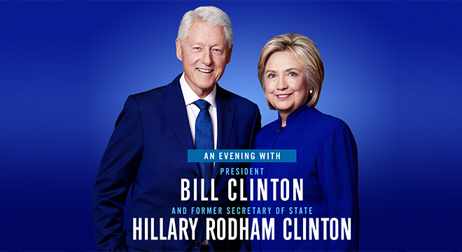 Hillary and Bill Clinton are going on tour (Bell Centre on November 28) “An Evening With The Clintons” Tour Dates: 11/18 – Las Vegas, NV @ Park Theater 11/27 – Toronto, ON @ Scotiabank Arena 11/28 – Montreal, QC @ Bell Centre 12/04 – Sugar Land, TX @ Smart Financial Center 04/11 – New York, NY @ Beacon Theatre 04/12 – Detroit, MI @ Fox Theatre 04/13 – Philadelphia, PA @ The Met 04/26 – Wallingford, CT @ Toyota Oakdale Theatre 04/27 – Washington, DC @ DAR Constitution Hall 04/30 – Boston, MA @ Opera House 05/02 – Vancouver, BC @ Pepsi Live at Rogers Arena 05/03 – Seattle, WA @ WaMu Theater 05/04 – Los Angeles, CA @ The Forum