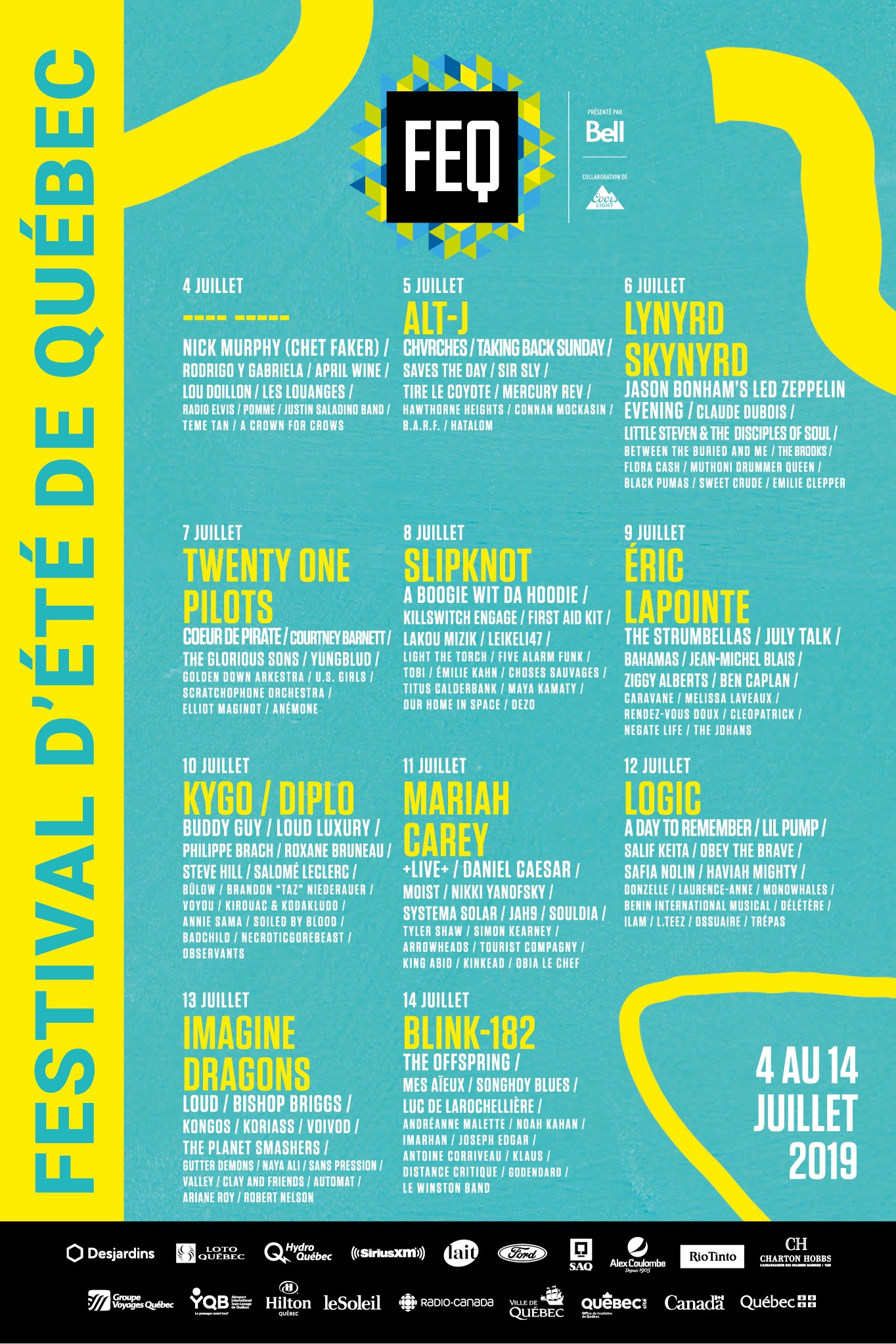 Festival d'été de Québec Adds Mariah Carey (!), blink-182, Slipknot, Diplo, and more 1