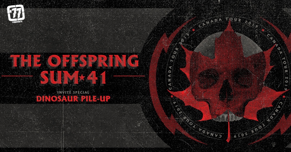 the offspring sum 41 canadian tour 2019 tickets pre sale The Offspring with Sum 41 Tour dates: 11/12 – Halifax, NS – Scotiabank Centre11/13 – Moncton, NB – Avenir Centre11/15 – St Catharines, ON – Meridian Centre11/16 – Sudbury, ON – Sudbury Arena11/17 – Laval, QC – Place Bell11/19 – Sault Ste Marie, ON – GFL Memorial Gardens11/21 – Winnipeg, MB – Bell MTS Place11/22 – Moose Jaw, SK – Mosaic Place11/23 – Estevan, SK – Affinity place11/25 – Medicine Hat, AB – Canalta Centre11/27 – Cranbrook, BC – Western Financial Place11/29 – Penticton, BC – South Okanagan Events Centre11/30 – Abbotsford, BC – Abbotsford Centre12/02 – Kamloops, BC – Sandman Centre