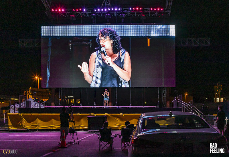 Eman El-Husseini photo by Eva Blue The Relationship Show Just for Laughs Drive-In