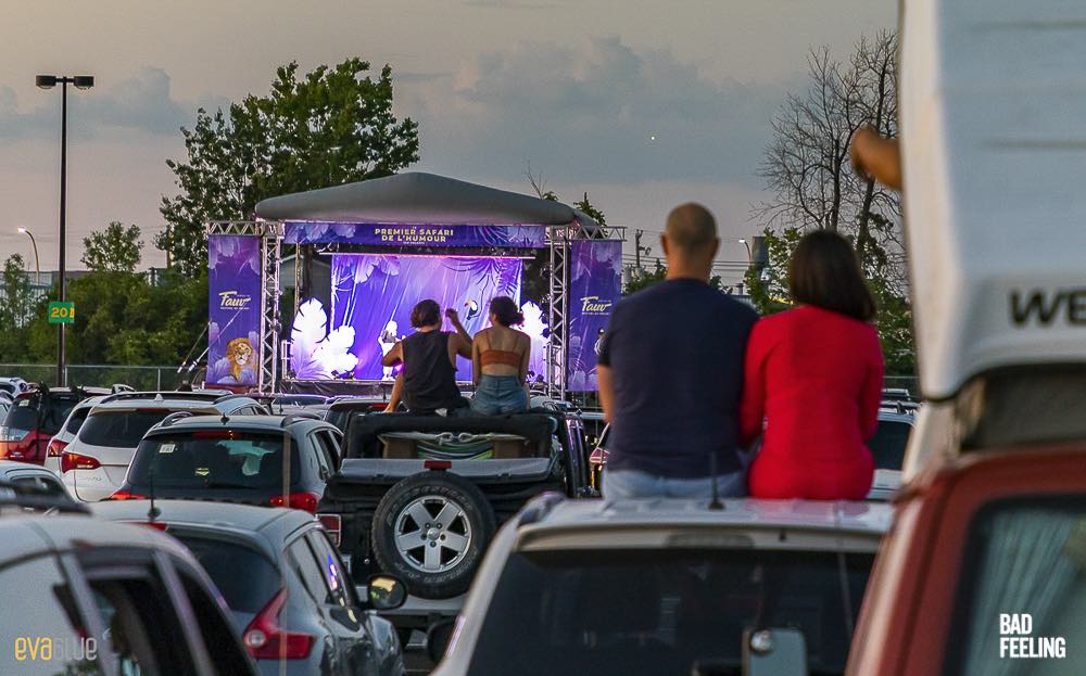 Here's What Montreal's Festival au Volant (FAUV) Drive-In Comedy Festival Looked Like tickets Les Grandes Crues, Richardson Zephir, Simon Delisle, Étienne Dano, Anas Hassouna, and Jean-François Mercier